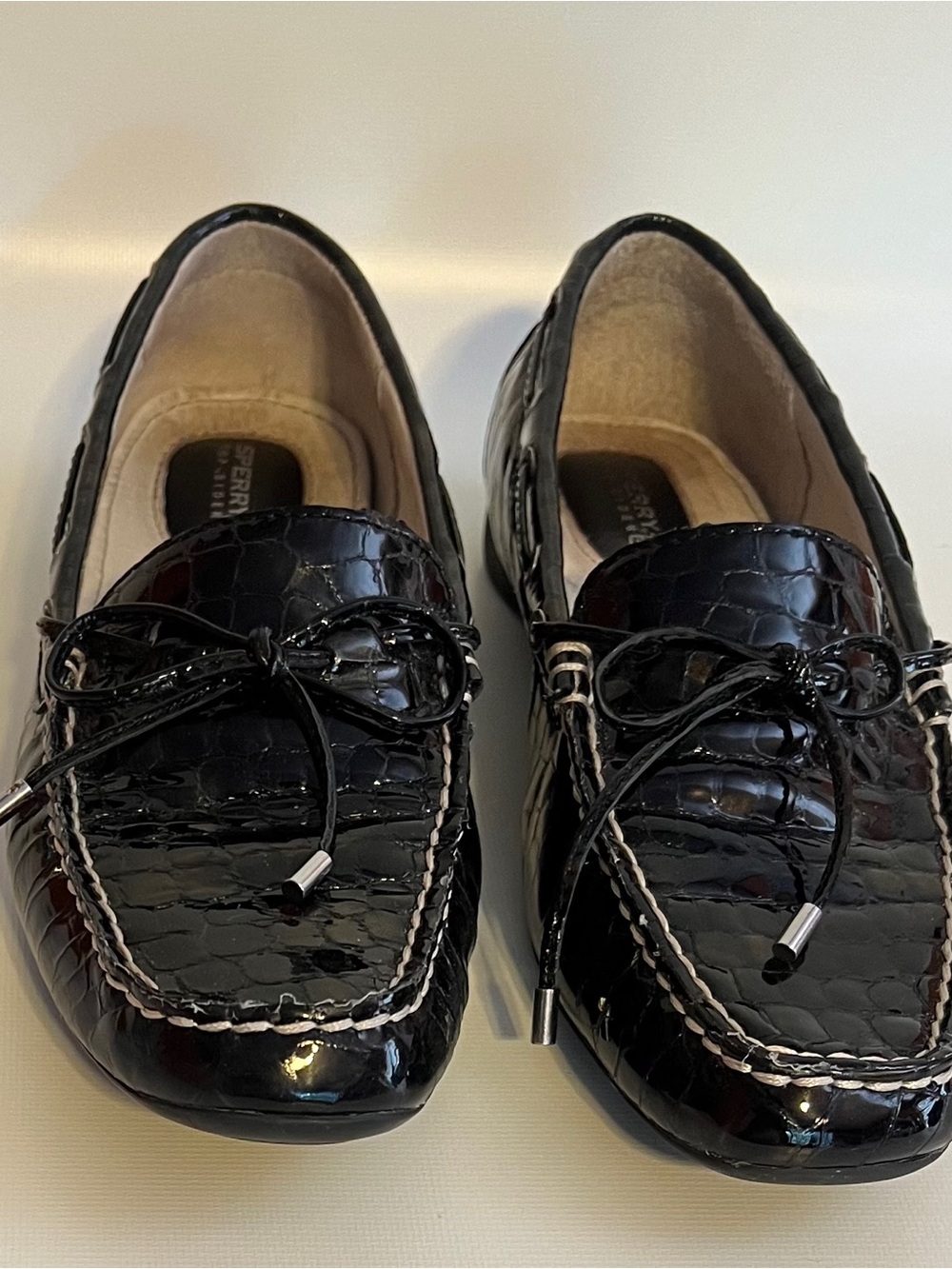 Sperry Women’s Black Croc-Embossed Patent Leather Loafers